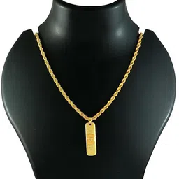 SIDHGEMS Ram Naam Necklace With Chain Spiritual Jewellery Necklace Length Gold-plated Brass Pendant-picture-15