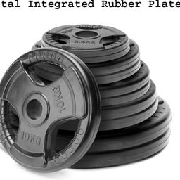 hackerx 50 kg Professional Metal Integrated Olympic Rubber Weight Plates 25Kgx2Pcs - 50 mm Home Gym Combo-picture-32