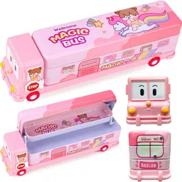 goodies outlet Magic Bus Shape With Wheel Metal Geometry Box Random color pack 1 Geometry Box-picture-20