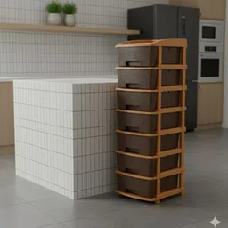 maxtid 7 Layer Brown Nakoda Plastic Storage Tower Cabinet Plastic Kitchen Trolley-picture-42