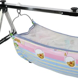 baby's heaven Stainless Steel NRI Swing Cradle with Mosquito Net - L/W/H-125/98/88cm image 5