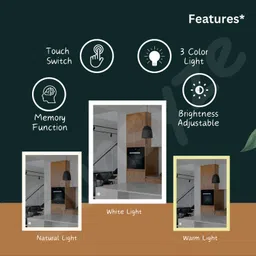sunsyze LED Backlit Bathroom Mirror with Shelf Reflection – Modern Wall Mirror Bathroom Mirror image 4