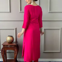 blue wish Women Cotton Rayon Kurta Pant Dupatta Set image 4