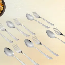 grip and serve Premium 6 PC Spoon And 6 PC Fork/Stainless Steel/Food Grade/12 Stainless Steel Cutlery Set-picture-43