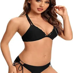 trixshla Bikini Sets Woven Women Bikini Black Swimsuit image 2