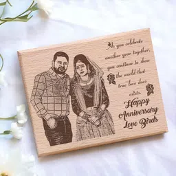 GFTBX Personalized Wooden Engraved Photo Frame for Anniversary Gift (5x4 Inches, Wood), Tabletop Rectangular image 4