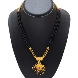 Shining Jewel - By Shivansh Gold-Toned & Black Brass Gold-Plated Necklace image 1