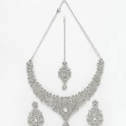 Sukkhi Silver-Plated AD-Studded Jewellery Set image 3