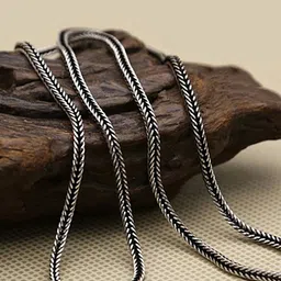 LeCalla Unisex 925 Sterling Silver Rhodium-Plated Antique Foxtail Chain-picture-28