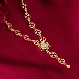 GIVA Sterling Silver Gold-Plated CZ Studded Necklace-picture-45