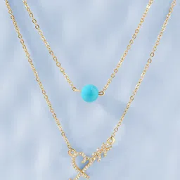 MINUTIAE Women Blue Brass Gold-Plated Layered Necklace-picture-13