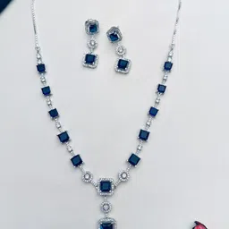 ABDESIGNS Silver-Plated American Diamond-Studded Jewellery Set image 2