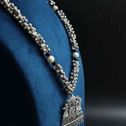 Ozanoo Silver-Plated Oxidised Beaded Necklace image 3