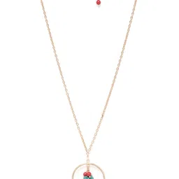 Carlton London Turquoise Blue & Red Gold-Plated Beaded Necklace image 3