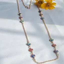 Mahi Rose Gold-Plated Evil Eye and Heart Necklace image 3