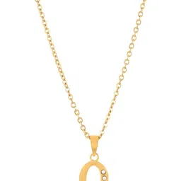 BEWITCHED Gold-Toned & White Stone Studded Letter Q Charm Pendant With Chain image 3