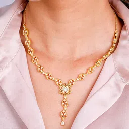 GIVA Sterling Silver Gold-Plated CZ Studded Necklace image 2