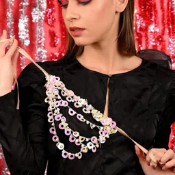 ODETTE Pearls & Sequinned Minimal Necklace-picture-11