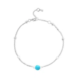 MINUTIAE Silver-Plated Artificial Stones Studded Beads Beaded Anklet image 2