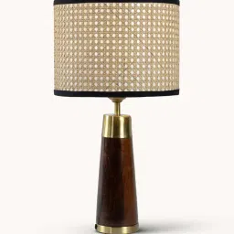dreamywalls Table Lamp Rio Collection 19.5" Mango Wood Lamp with Natural Rattan Shade image 4