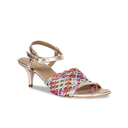 Saint G Women Leather Open Toes Slim Heels Sandals with Buckles-image-88