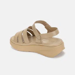 Marc Loire Beige PU Wedge Sandals with Buckles image 3