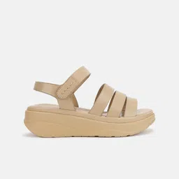 Marc Loire Beige PU Wedge Sandals with Buckles image 5