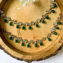 I Jewels Gold Plated Artificial Stones and Beads Anklet-picture-36