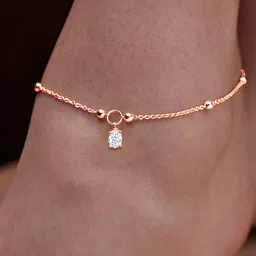 MINUTIAE Rose Gold-Plated Artificial Stones Anklet image 1