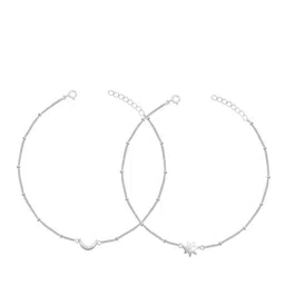Unniyarcha Star And Moon Silver Anklet image 2