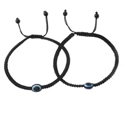 VIRAASI  Set of 2  Black & Blue Evil-Eye Beaded Anklet image 3