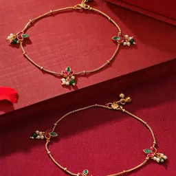 Yellow Chimes Gold-Plated Anklet image 4