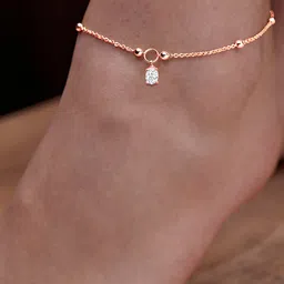 MINUTIAE Rose Gold-Plated Artificial Stones Anklet image 4