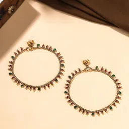 Yellow Chimes Gold-Plated Artificial Stones Anklet image 5