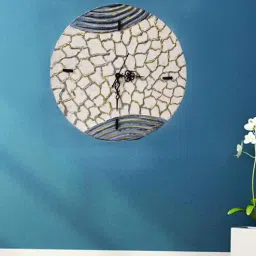 Beige Coloured Engineered Wood 3D Art And Curls Wall Clock Without Glassby-image-80