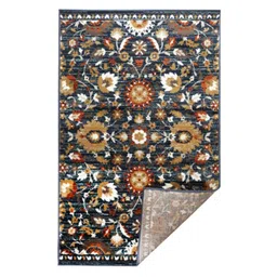 sapana carpet-mats Blue Floral Polypropylene 4 ft X 6 ft Machine Made Carpet image 2
