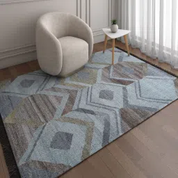 jaipur rugs Blue Geometrical Wool 5 ft X 7'6 ft Flat Weaves image 1