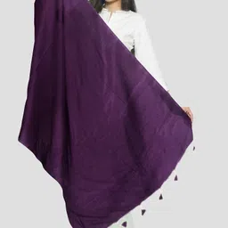 alsaj Self Design Silk Women Purple Stole image 2