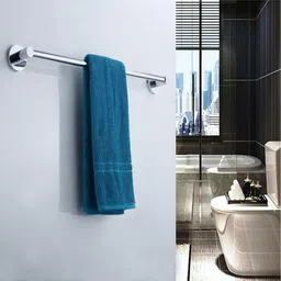 frap Heavy Round Towel Bar/Towel Holder/Towel Stand/Towel Hanger 24 inch Longer for Kitchen and Bathroom Use Silver, Steel Towel Holder image 2