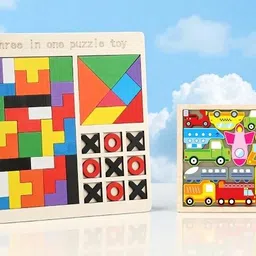 Kids Educational Wooden Puzzle Combo | 3 in 1 Learning & Vehicle Puzzle X192-image-59