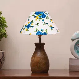 new era Multicolour Cotton Table Lamp With Wood Base image 2