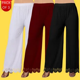 kiran impex Pack of 3 Women Straight Fit Multicolor Lycra Blend Trousers-picture-12