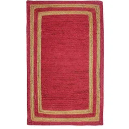 mric Red Striped Jute 3 ft x 5 ft Hand Woven Carpet image 2