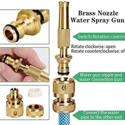 adhvik HHHH0049-01 Brass Nozzle Gun for 1/2" Garden Hose Pipe for Washing & Gardening 2 L Hand Held Sprayer image 2