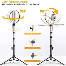 VIJYONICS LED Ring Light with 7 Ft Tripod Stand Combo and Phone Holder Ring Flash image 2