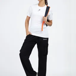 fuaark Women Solid Crew Neck Polyester White T-Shirt image 5