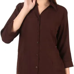 heavens creations Women Regular Fit Solid Curved Collar Casual Shirt-picture-16