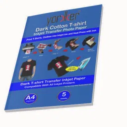 yorkker T-Shirt Dark Cotton Inkjet Transfer Photo Paper Pack of 5 Sheets| DIY Print T-Shirts, Clothes Use Inkjet Ink and Heat Press with Iron (5 Sheets Dark Cotton) unruled A4 180 gsm Transfer Paper-picture-14