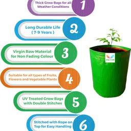 vinuyar Terrace gardening grow bag 12x12 Inches - Pack of 5 Grow Bag image 3