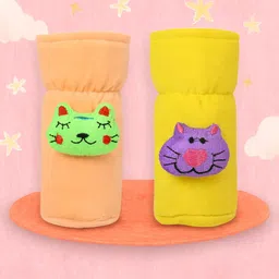 mw prints Soft Plush Baby Feeding Bottle Cover (60-125 ml) with Cartoon Strap, Stretchable image 1